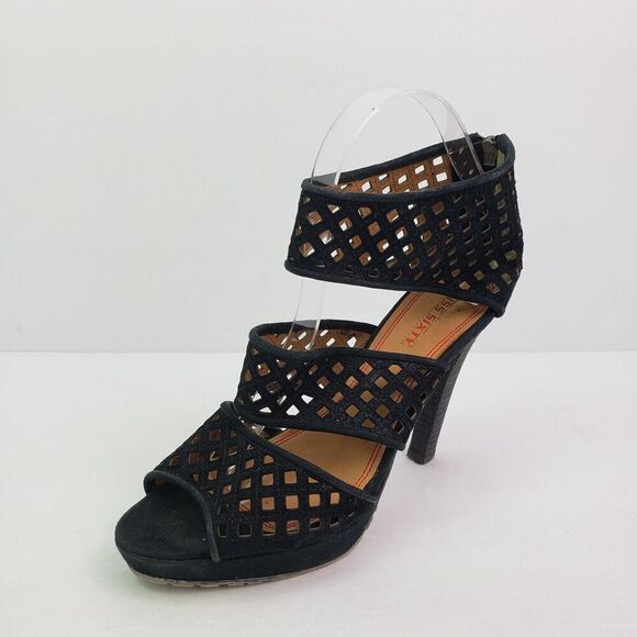 Miss Sixty Tiana Womens Size 8 Black Peep Toe Sexy 4.5 In Heel Shoes - Picture 4 of 11